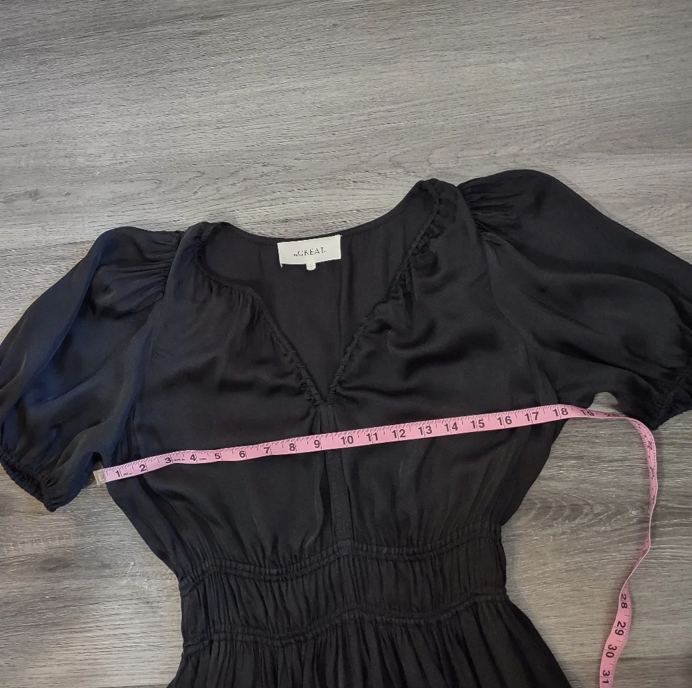 THE GREAT. Black Satin Tiered Maxi Dress - Picture 10 of 13